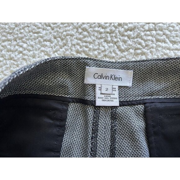 Calvin Klein Womens Mid-rise Flat Front Wide Leg Black /White Tweed Pants Size 2 - Picture 4 of 10